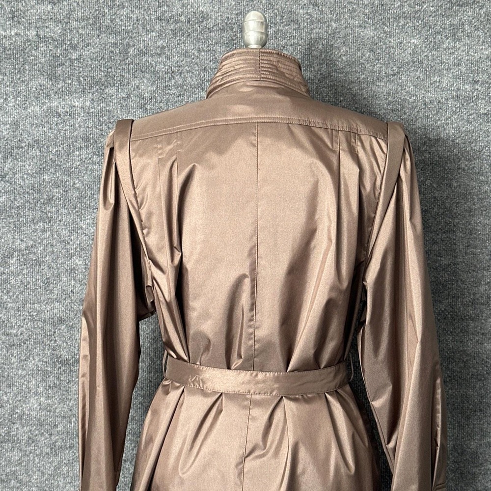 Vintage 80s J Gallery Womens 11 12 Petite Tan Belted Trench Coat Classic - Picture 4 of 16